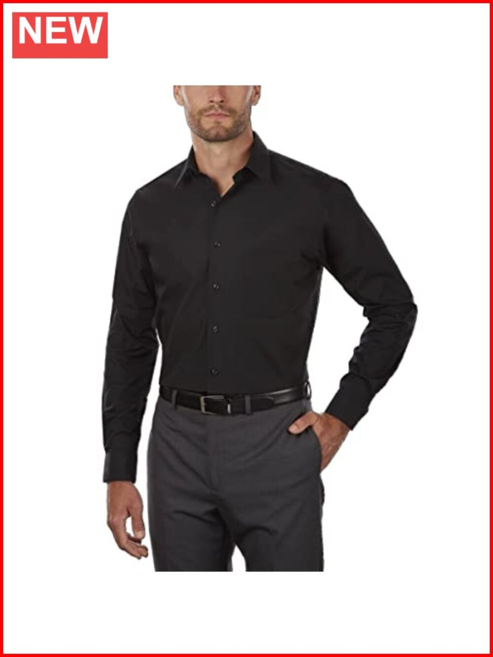 Men's Tall Fit Wrinkle Free Poplin Dress Shirt Long Sleeve